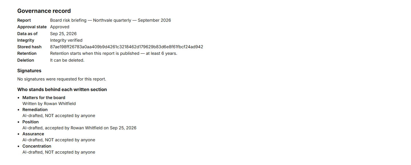 The printed attestation record, Who stands behind each written section.