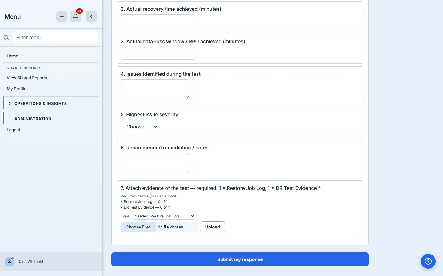 Submitting the result.