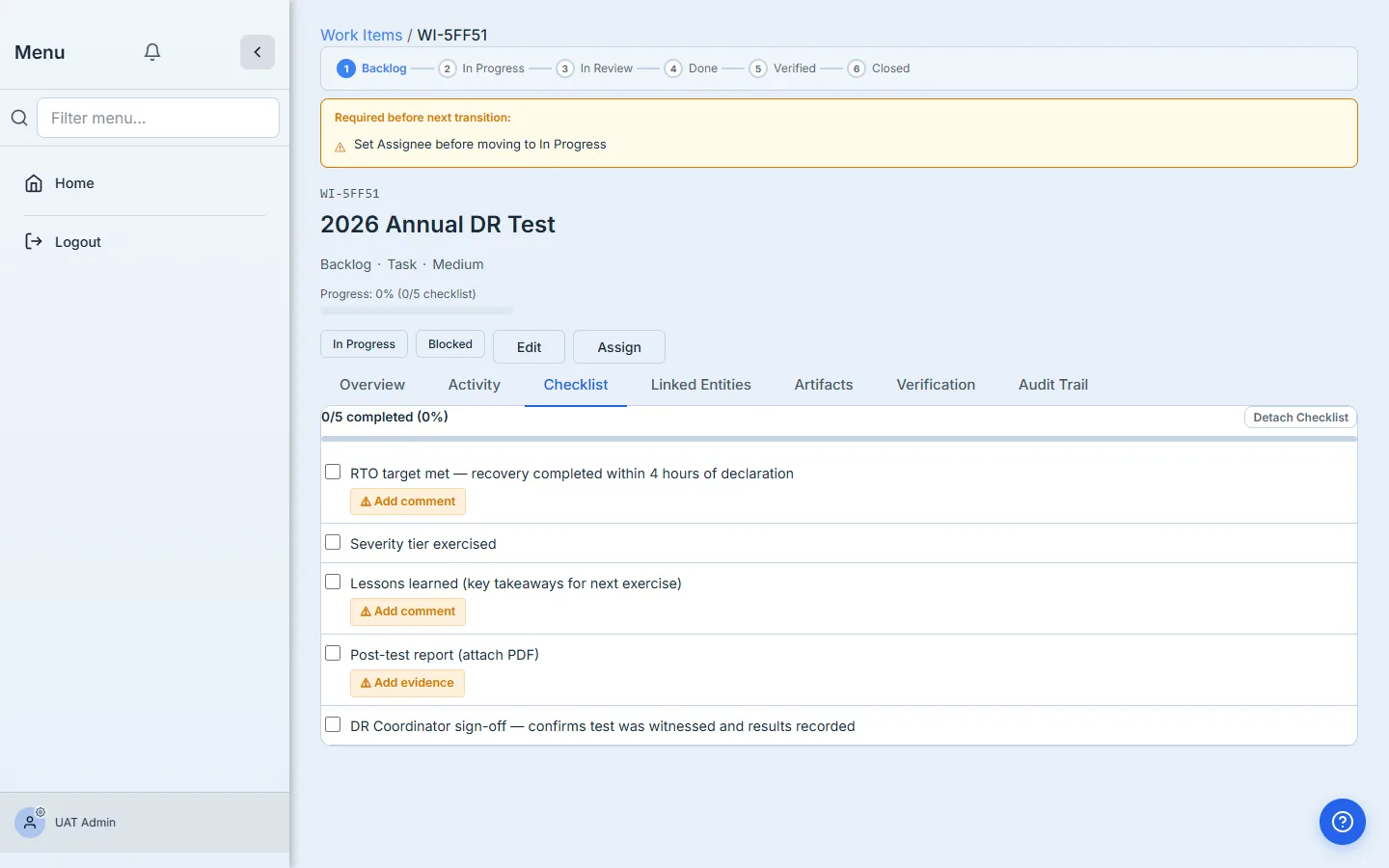 Guest user's task page with distribution files and form.