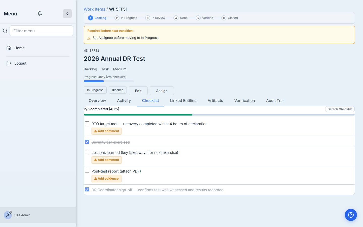 Guest user uploading evidence to a file-upload question.