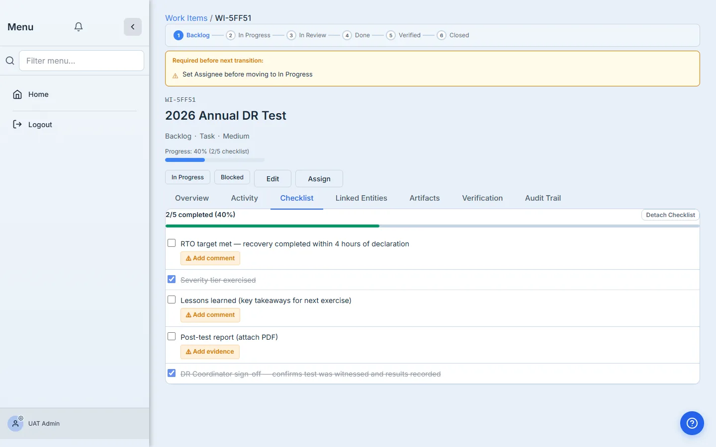 Guest user uploading evidence to a file-upload question.