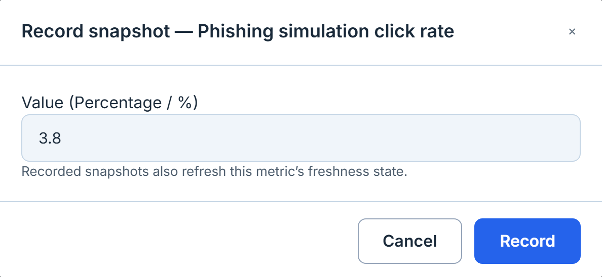 Recording a snapshot against a metric