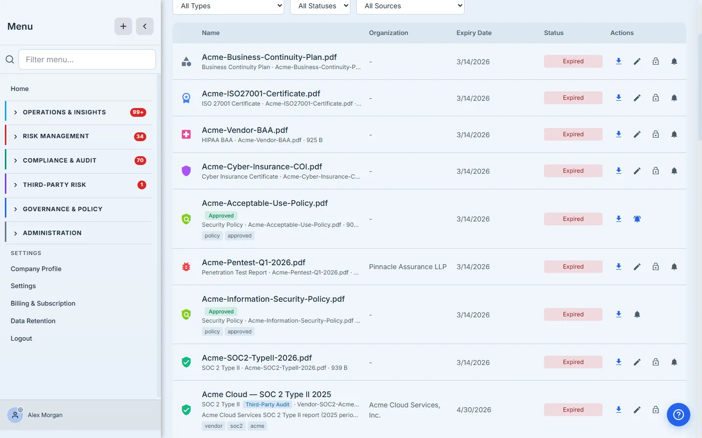 Reminders enabled — bell icon on the artifact row turns blue.
