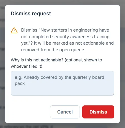 The dismissal confirmation.