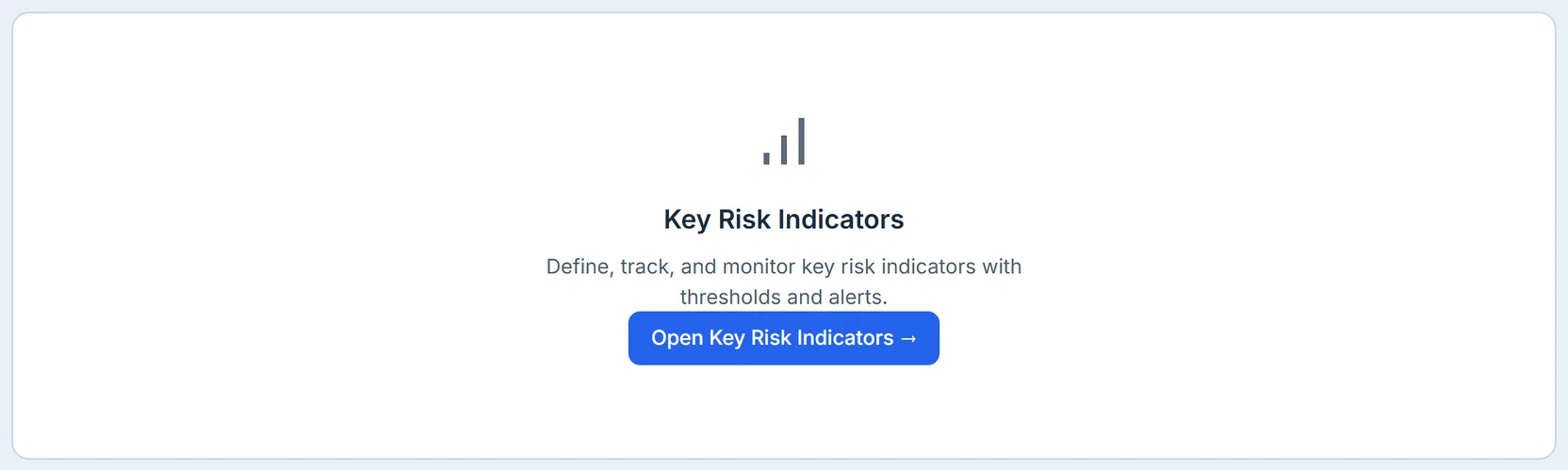 The KRIs tab: a pointer to the Key Risk Indicators page.