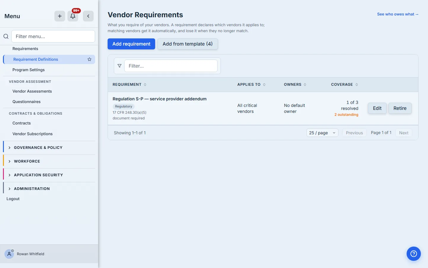 The definitions list showing the new requirement, who it applies to by name, and its coverage.